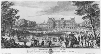 Walking in the Luxembourg gardens, 1729 by Jacques Rigaud
